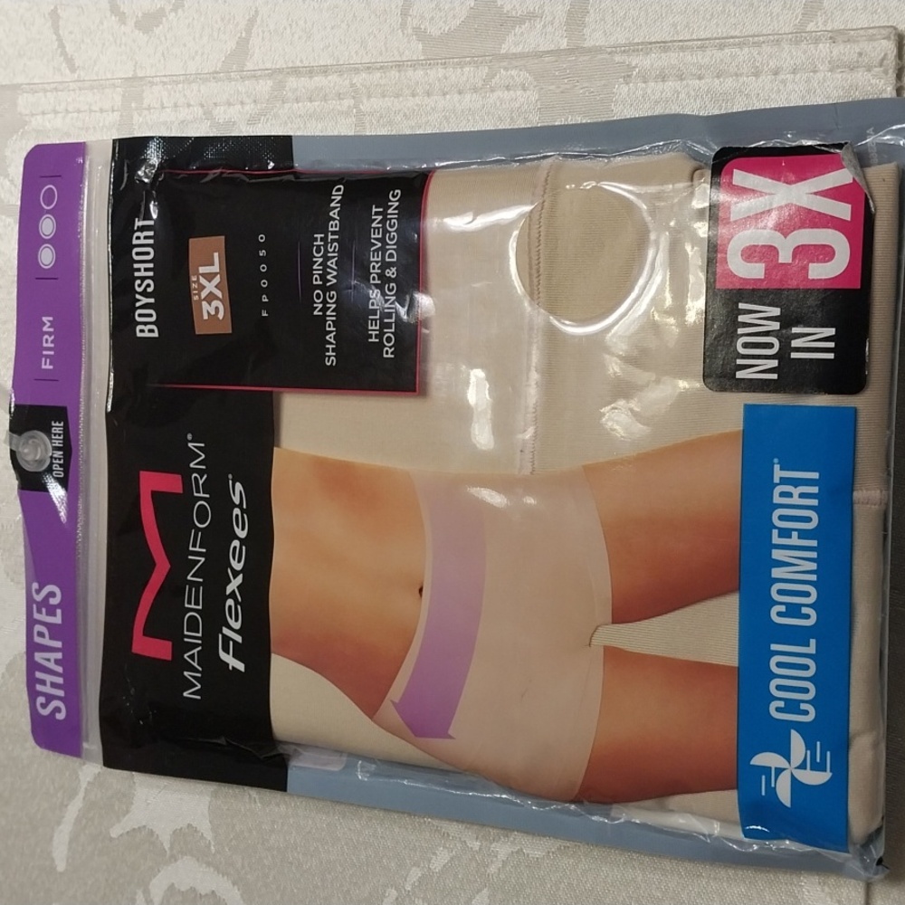 Maidenform NWT Women Shapewear Mid Waist Shaping Boyshorts FP0050 Size 3X  Nude